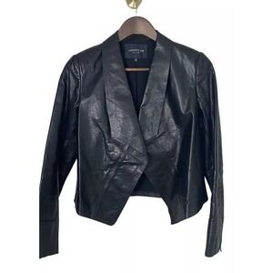 LAFAYETTE 148‎ Black Leather Jacket Moto Quiet Luxury Minimalist Size P Small